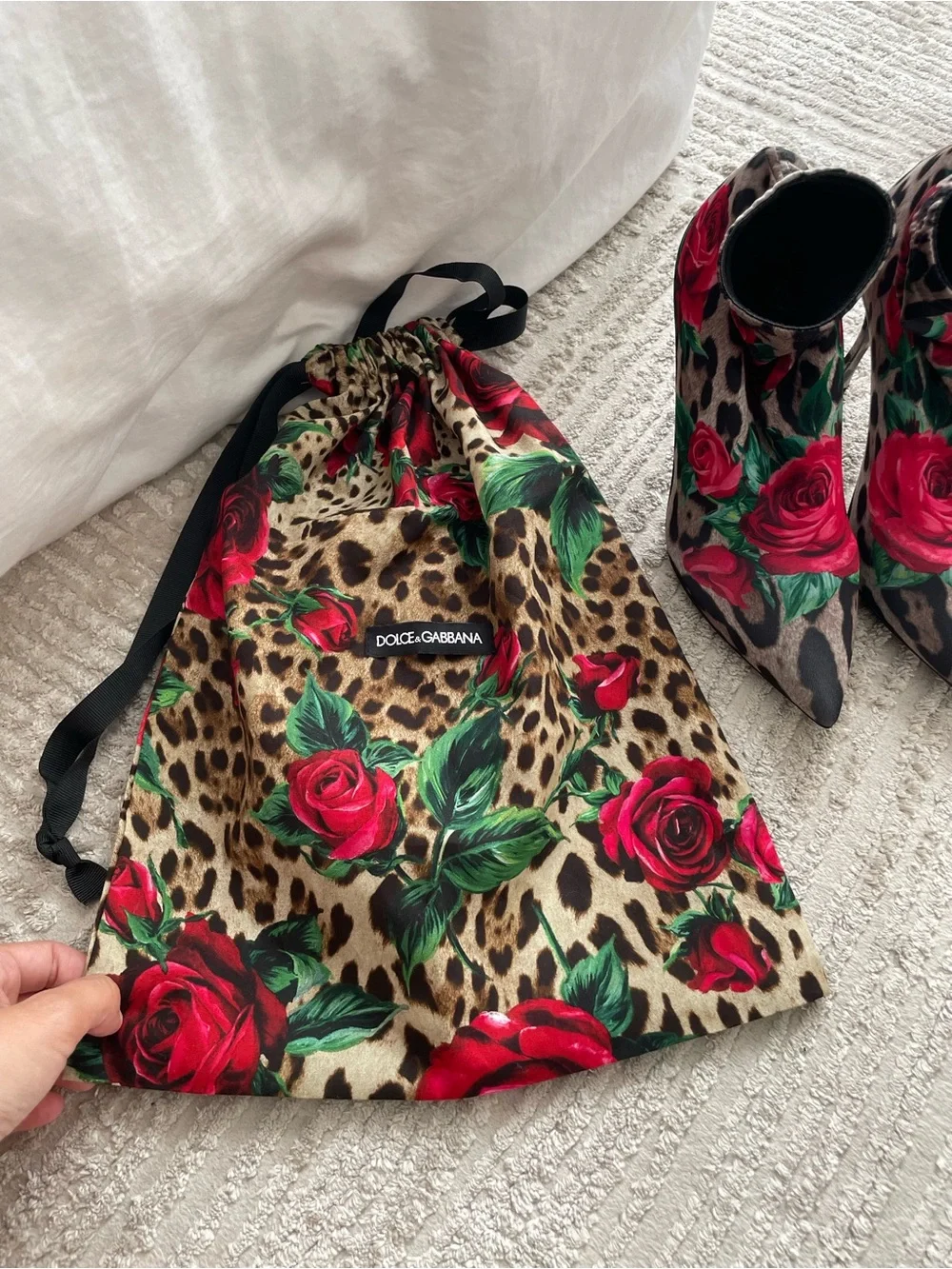DOLCE & GABBANA Leo Rose Print Sock Booties